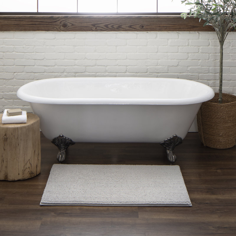 Wagnon Plush Memory Foam Stain/Fade Resistant Non-Slip Machine Washable Bath Mat, Silver, 27" W x 45" L