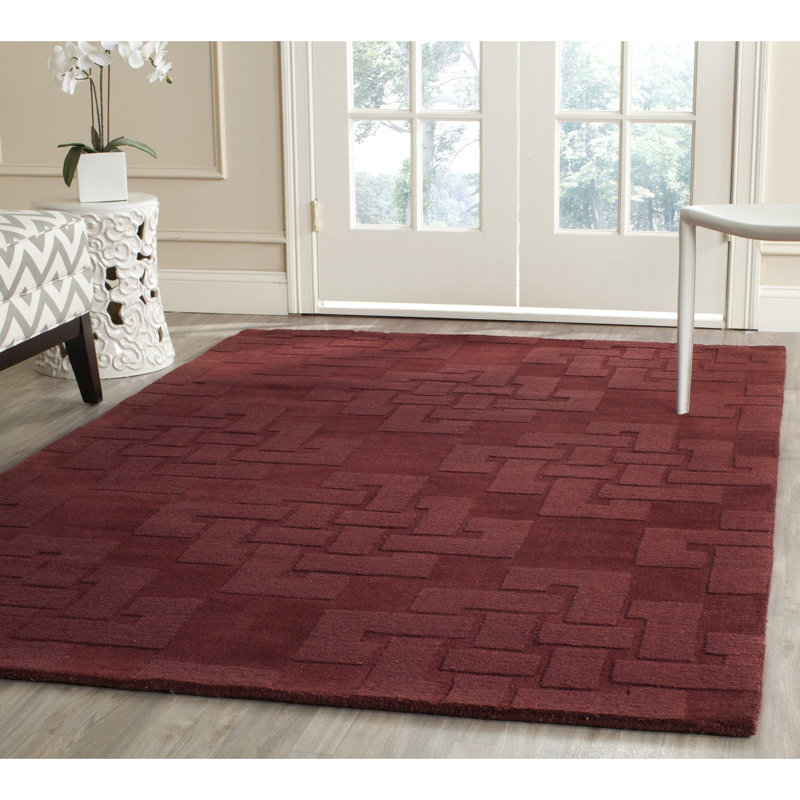 Tapis rouge brique en laine touffeté à la main Andria, Rectangle 5 pi x 8 pi