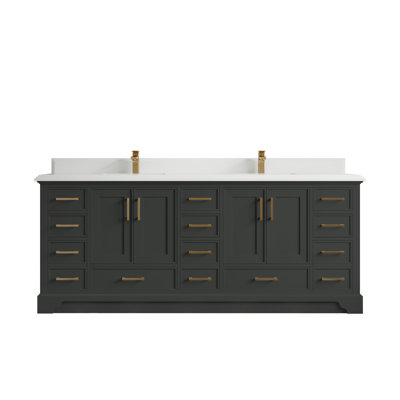 Charlotte 84'' Double Bathroom Vanity with Quartz Top