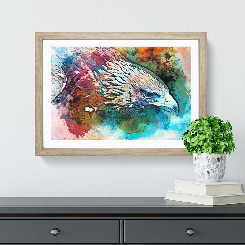 Eagle - Picture Frame Painting Print, 48cm H x 65cm W x 2cm D, Oak Framed