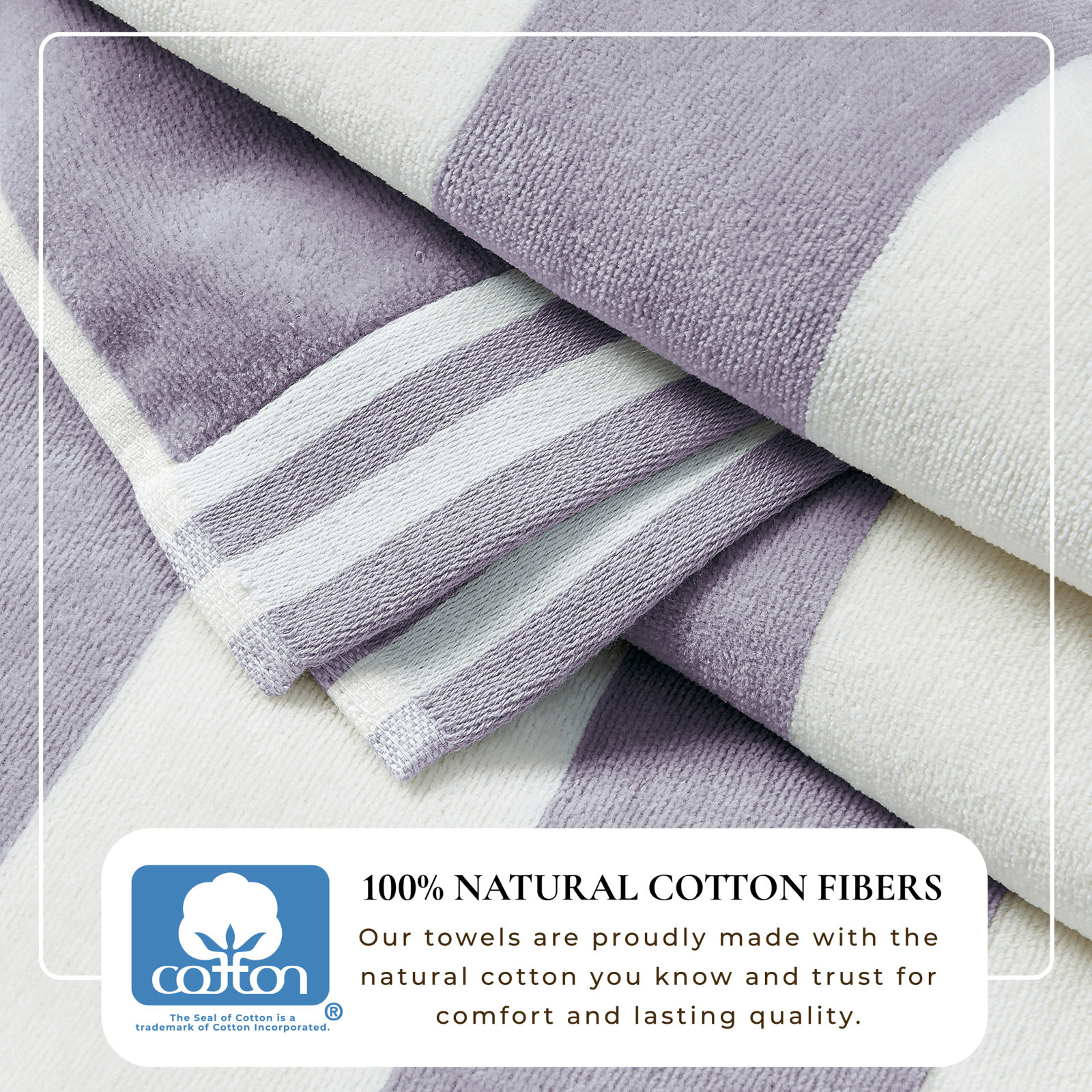 Edgartown Striped Cotton Beach Towels, Lavender Purple
