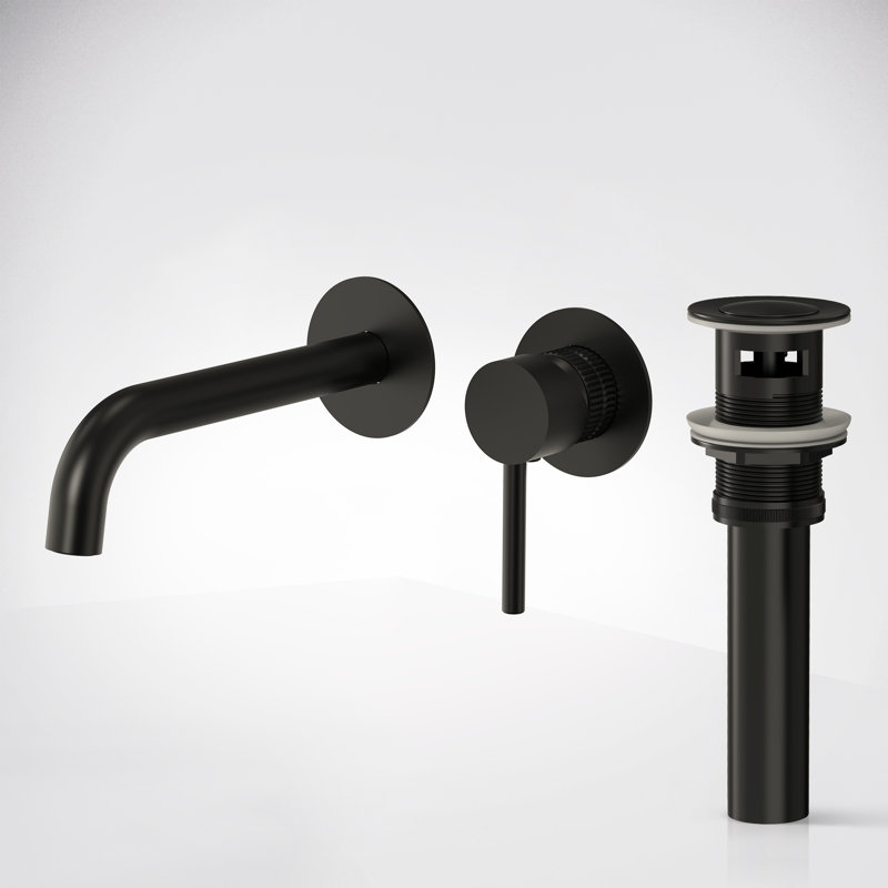 Wall Mounted Bathroom Faucet, Single-handle Bathroom Sink Faucet with Drain Assembly, Matte Black