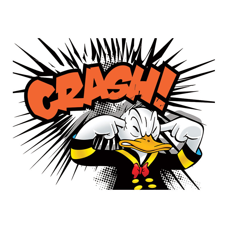 Donald Duck Crash Graphic Art Print, 60cm H x 80cm W, Linen