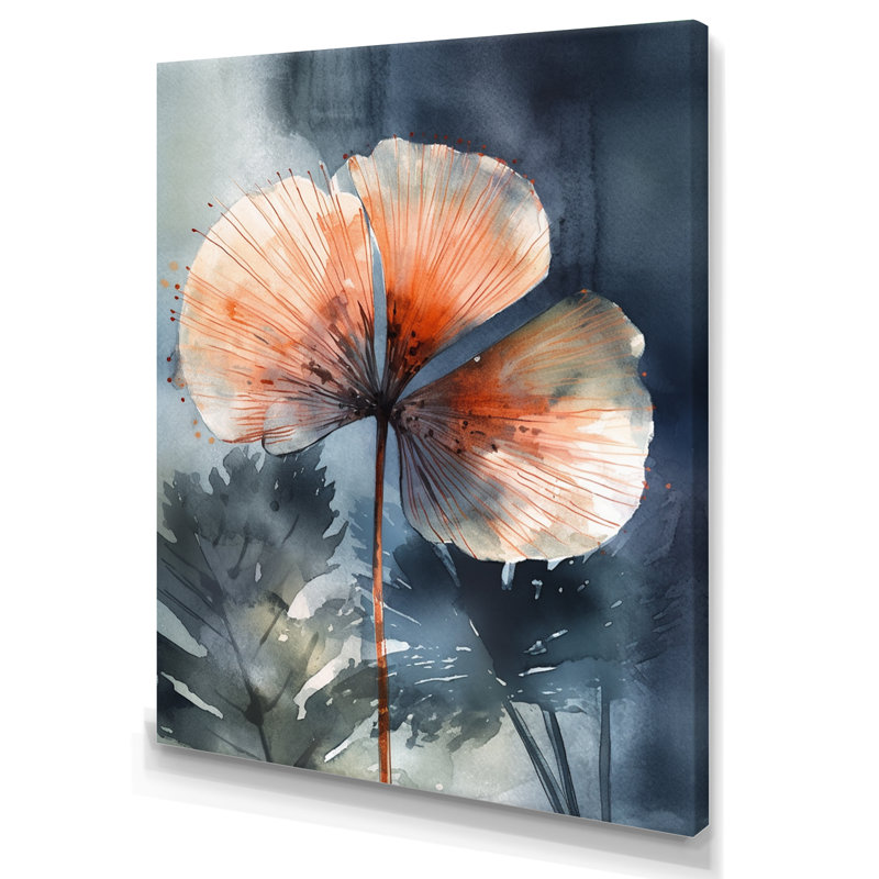 " Tropical Palm Leaves Ginkgo V ", 44" H x 34" W x 1.5" D, Wrapped Canvas