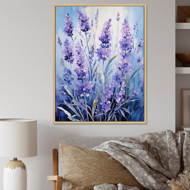 Lavande, sérénité, art floral, Cadre flottant brun, H 32 po x l 24 po x P 1 po