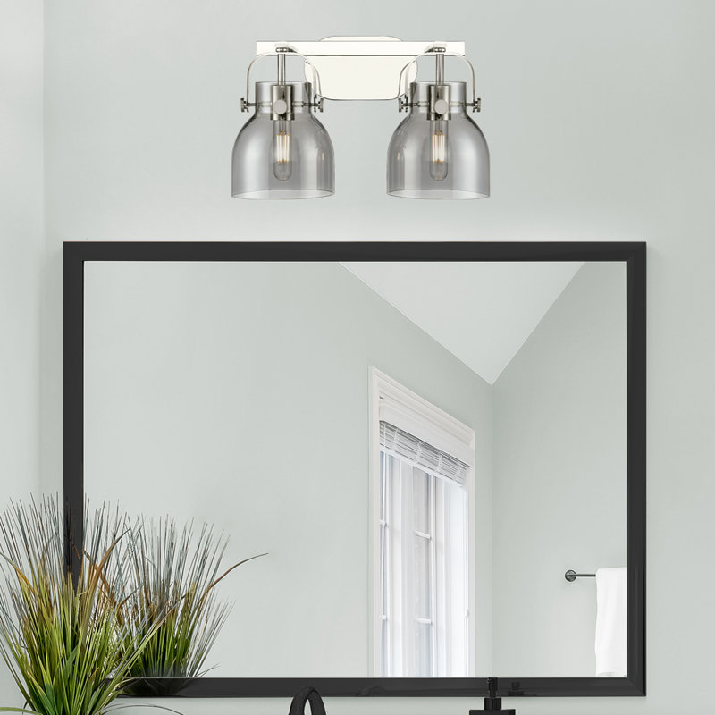 Éclairage pour meuble-lavabo mural 6 po Skycrest, Fumée, Nickel poli, Deux lumières
