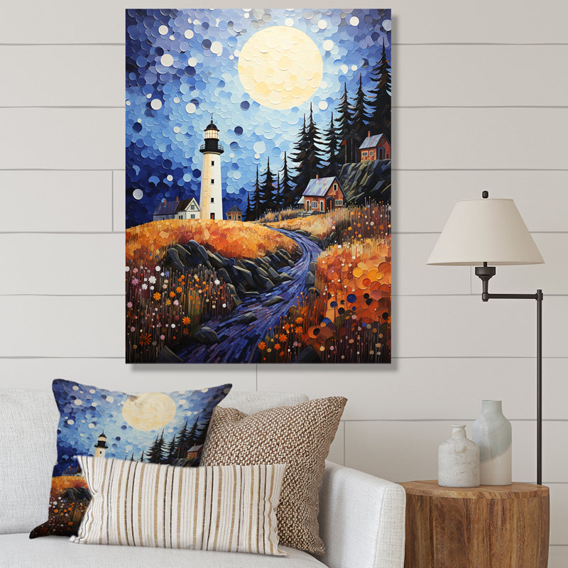 Phares à pois Kovaleski - Impression sur toile, H 40 po x l 30 po x P 1,5 po, Toile tendue