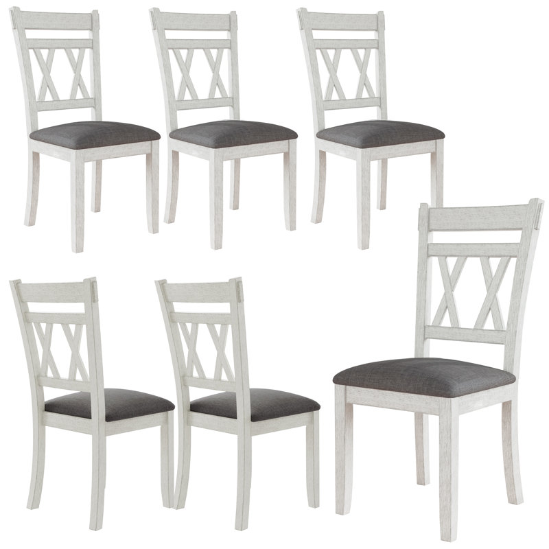Ensemble de 6 chaises de salle à manger en bois massif avec dossier croisé et chaises en bois massif de Bodru