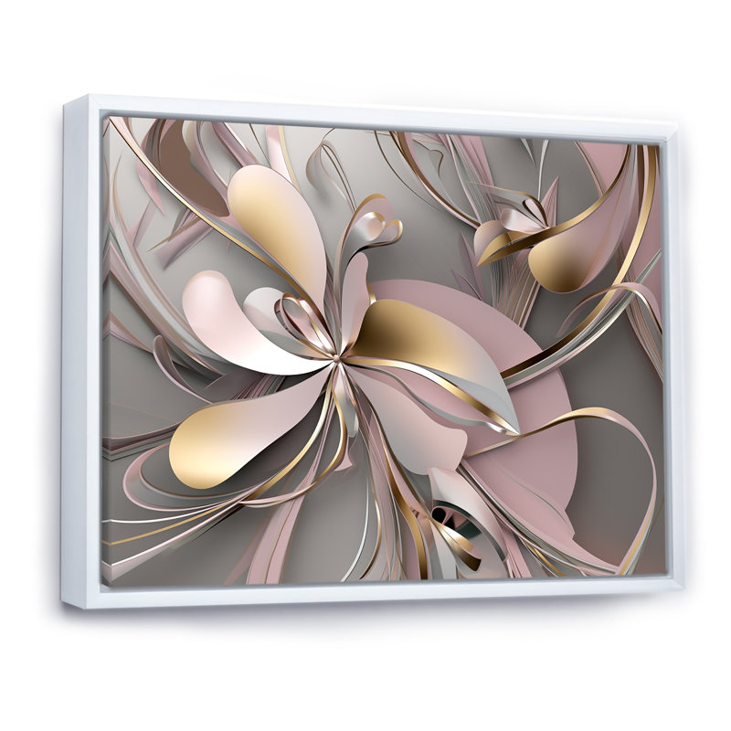Art encadré liquide et effervescence rose I - 0, H 30 po x l 40 po x P 1,5 po, Cadre flottant blanc
