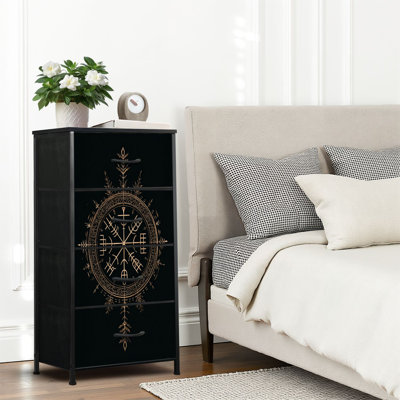 4 Drawer Dresser for Bedroom, Narrow Chest of Drawers, Wooden Top and Study Iron Frame 18"x37.5"-(WxH)