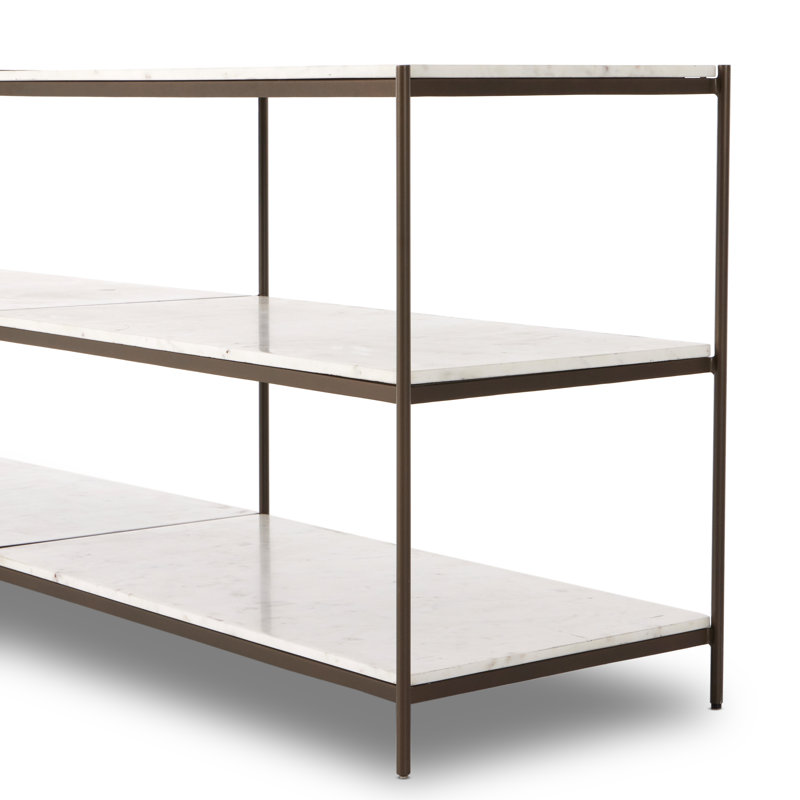 Felix Large Console Table - Antique Brass, Polished White Marble