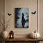 Art sur toile, "Femme en robe noire tenant une rose blanche en brume"-684407724