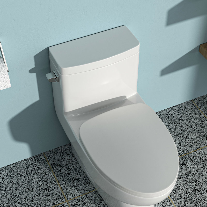 Modern Ceramic One Piece Toilet - Siphon Flush, Soft Close Seat, High , Low Water Absorption, Easy To Install, White With Seat Sleek Appearance, Flushing, Comfortable