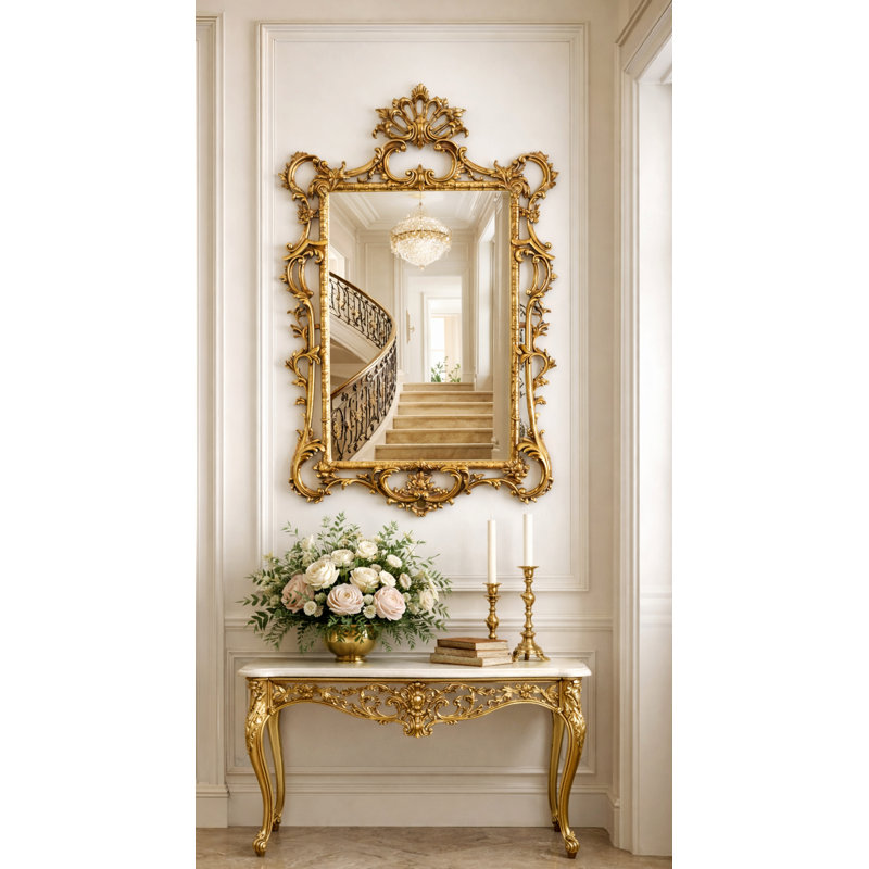 Solid Wood Mirror, Gold