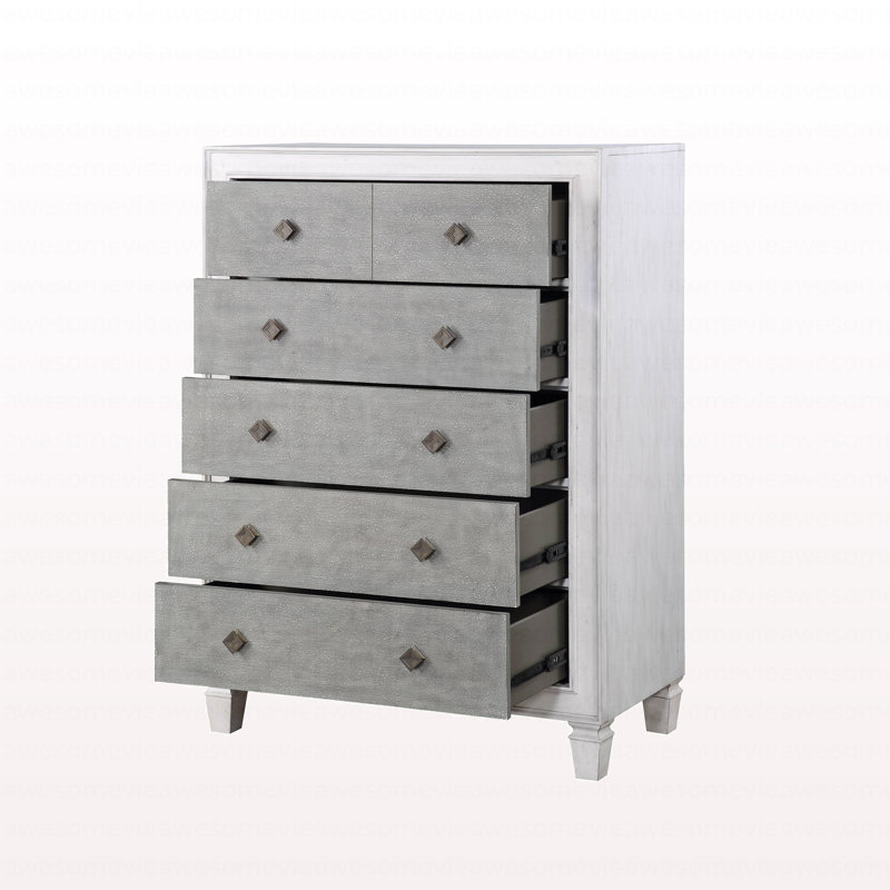 Commode moderne rustique gris et blanc vieilli