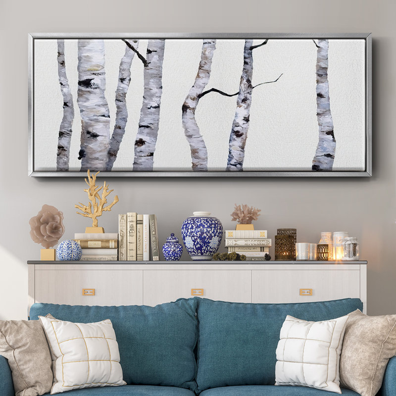 Birch Trees I- Framed Canvas, 20" H x 50" W