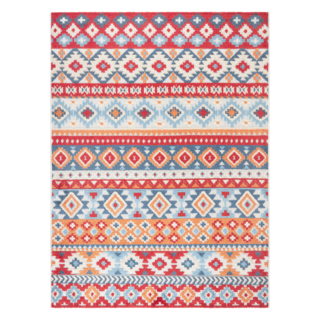 TOWN & COUNTRY EVERYDAY Dahlia Southwestern Stripe Outdoor Rug Red/Multi Town & Country Living Rug 