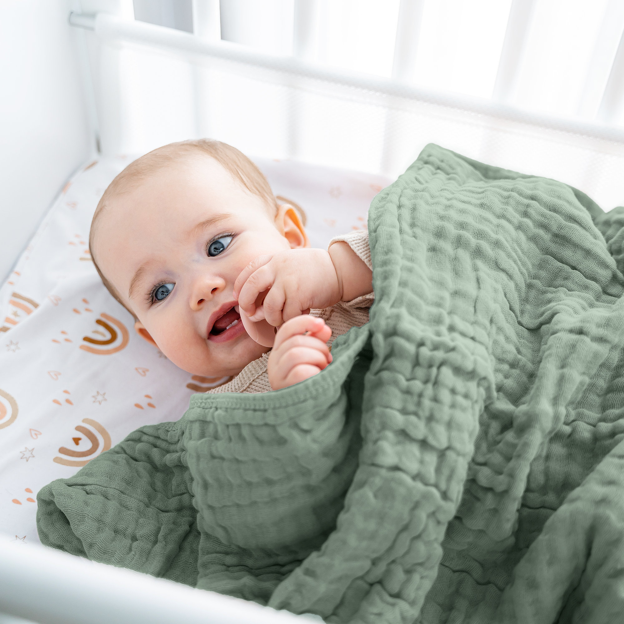 Karlina Muslin Blanket, Baby, Fern