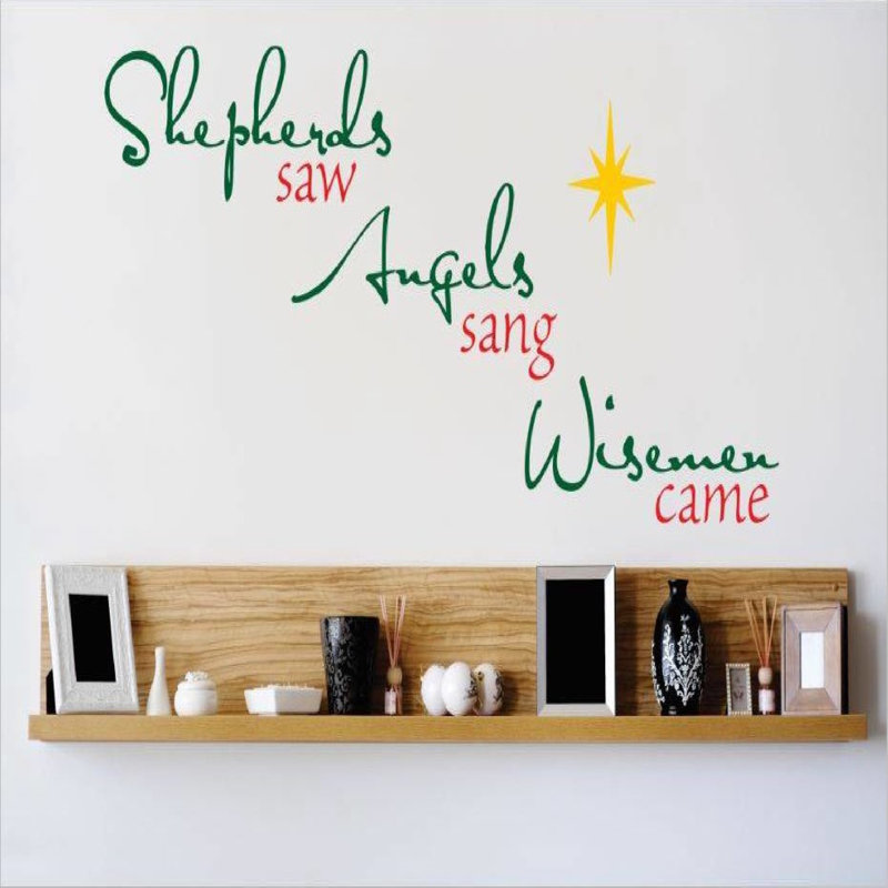 Décalcomanie murale sheperds saw anges l’avez chanté wise, H 10 po x l 20 po x P 0,16 po, Rouge / Vert / Jaune