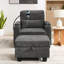 Fauteuil inclinable simple gris avec réglage manuel, charge, support pour téléphone et rangement des accoudoirs cachés sur l'accoudoir, inclus, pour une détente confortable
