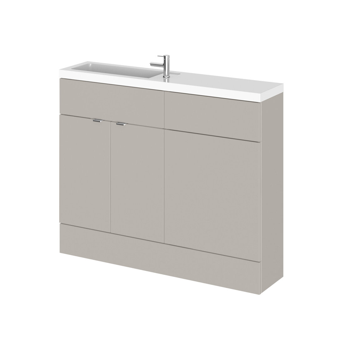 Hudson Reed Fusion 1000mm Pebble Grey 2 Door Floor Standing Compact Vanity With WC Unit
