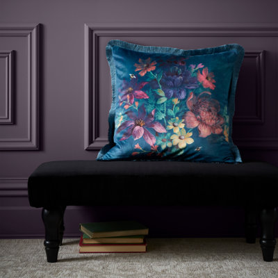 Floral Teal/Pink/Purple Square Throw