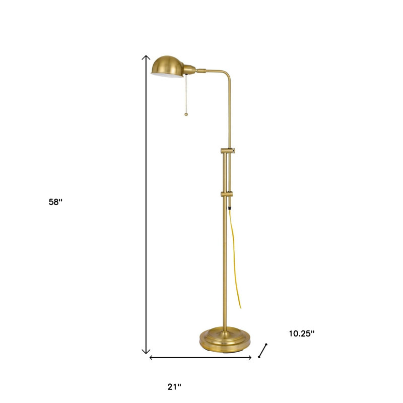 Lampe sur pied réglable en laiton 58 "avec abat-jour dôme bronze