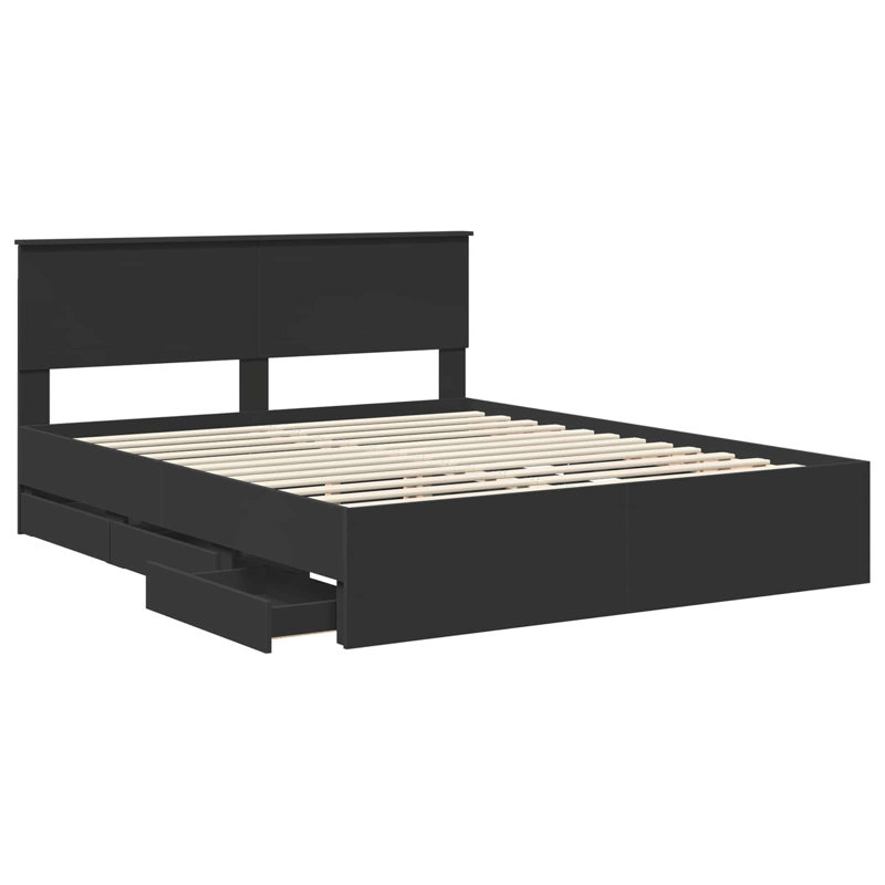 Bed Frame, European Kingsize (160 x 200 cm), Black