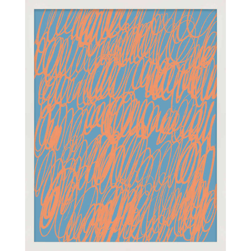 " Color Squiggles 2 " by Jacques Pilon, White Single Structure Framed Paper, 38" H x 30" W x 1.25" D