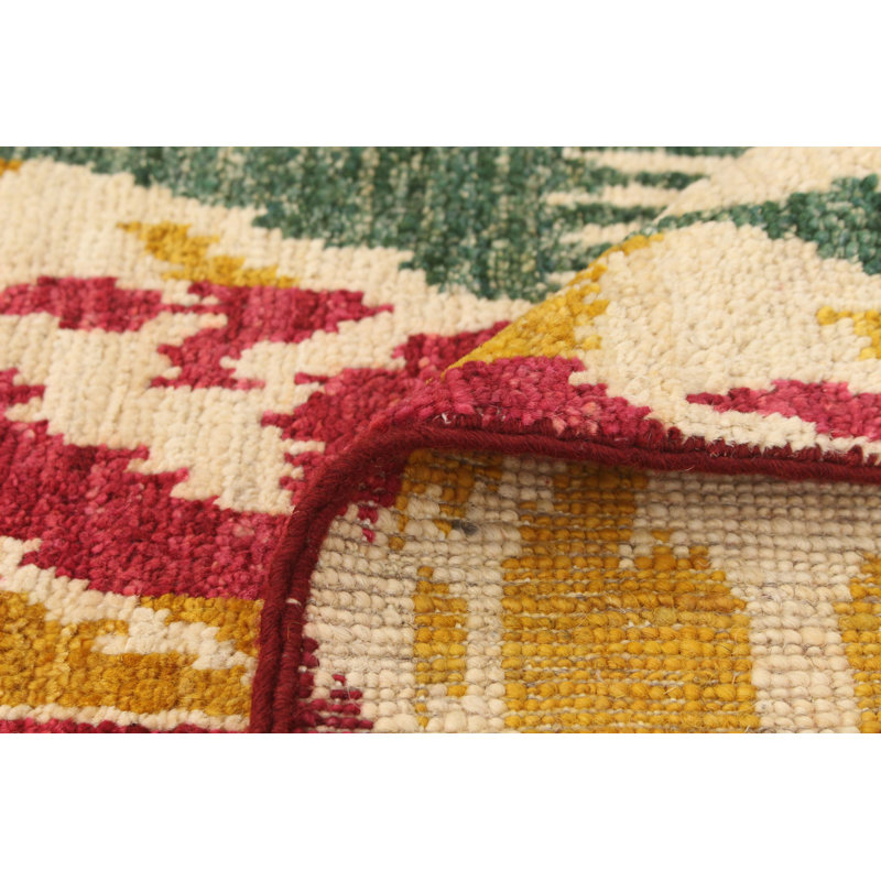 Tapis décoratif en laine noué à la main de conception unique 6 pi x 9 pi 1 po Beshore New Age