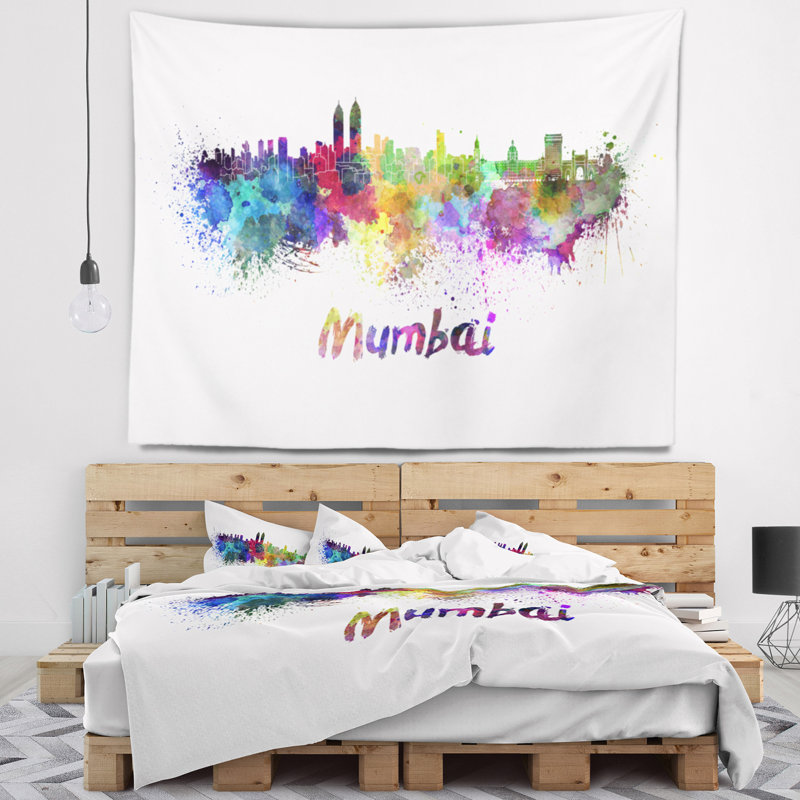 Tapisserie de mumbai skyline Cityscape, H 78 po x l 92 po