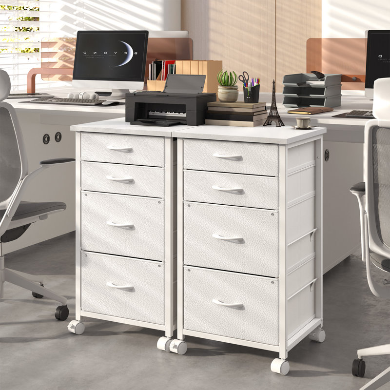 15.7"wide 4-drawer Vertical File Cabinet With Locking Casters, Sturdy Steel Frame & Easy Assembly For Home Office Storage