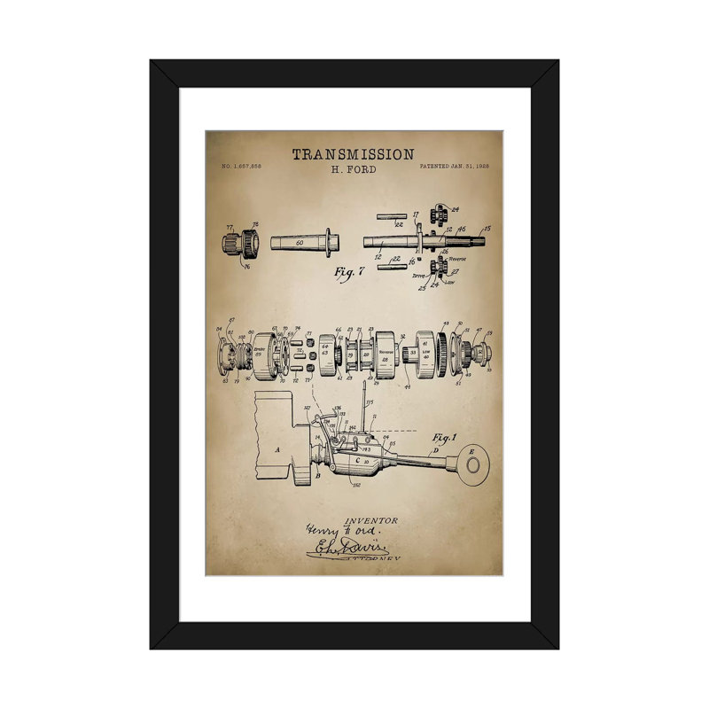 «Ford Transmission, 1928», impression sur toile, H 24 po x l 16 po x P 1 po, Papier d'art encadré noir