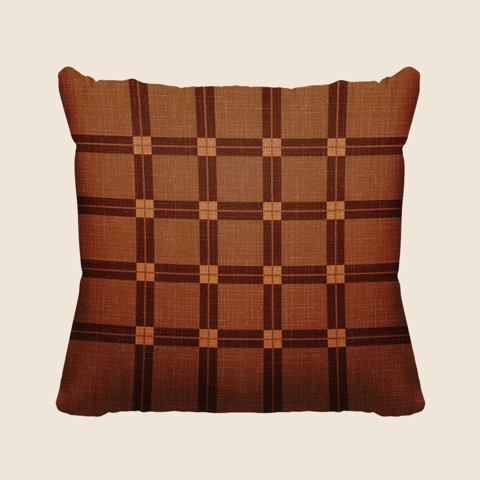Brown plaid throw pillow