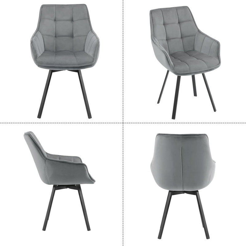 Beselare 48.5cm H Velvet Upholstered Armchair, 2, Grey