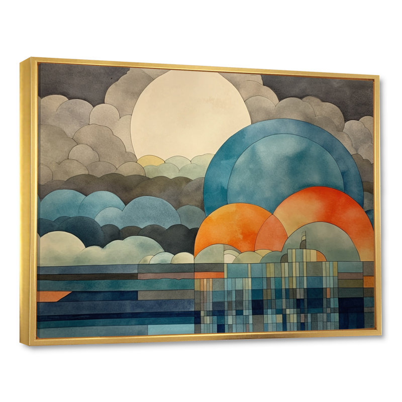 Nuage géant sur toile, H 12 po x l 20 po x P 1 po, Cadre flottant doré