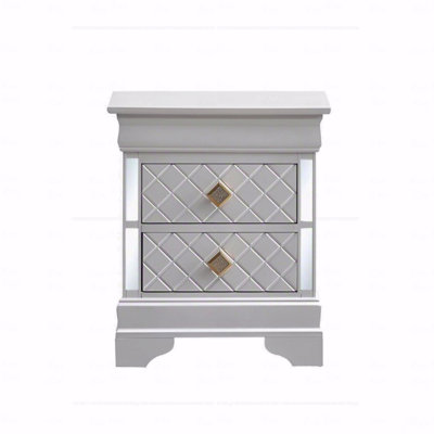 Table de chevet pour chambre à coucher Finition blanc perle