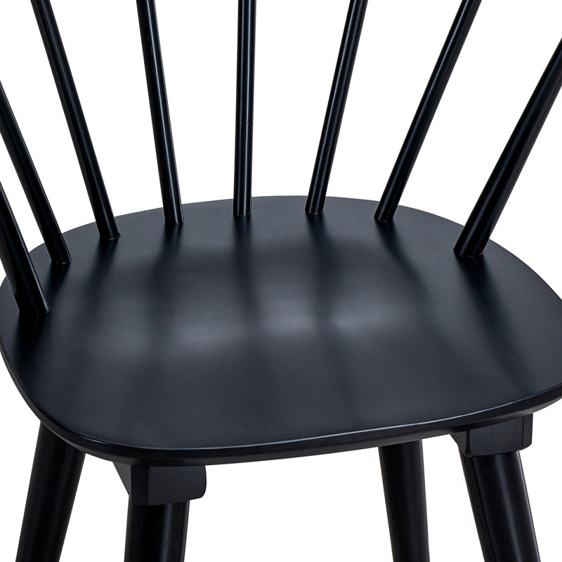 Black Solid Wood Mixed Back Spindle Dining Chair Set