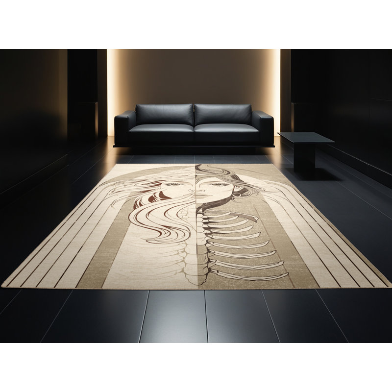 Tapis beige lavable à la machine Newberry Hel Glam, 7x10