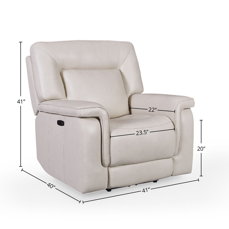 Austin Dual Power Zero Gravity Leather Recliner, Dove
