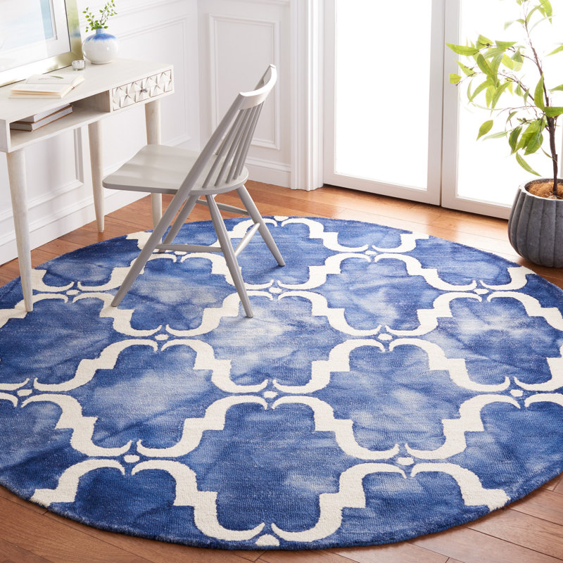 Tapis géométrique en laine touffeté à la main Demmer, Rond 7 pi