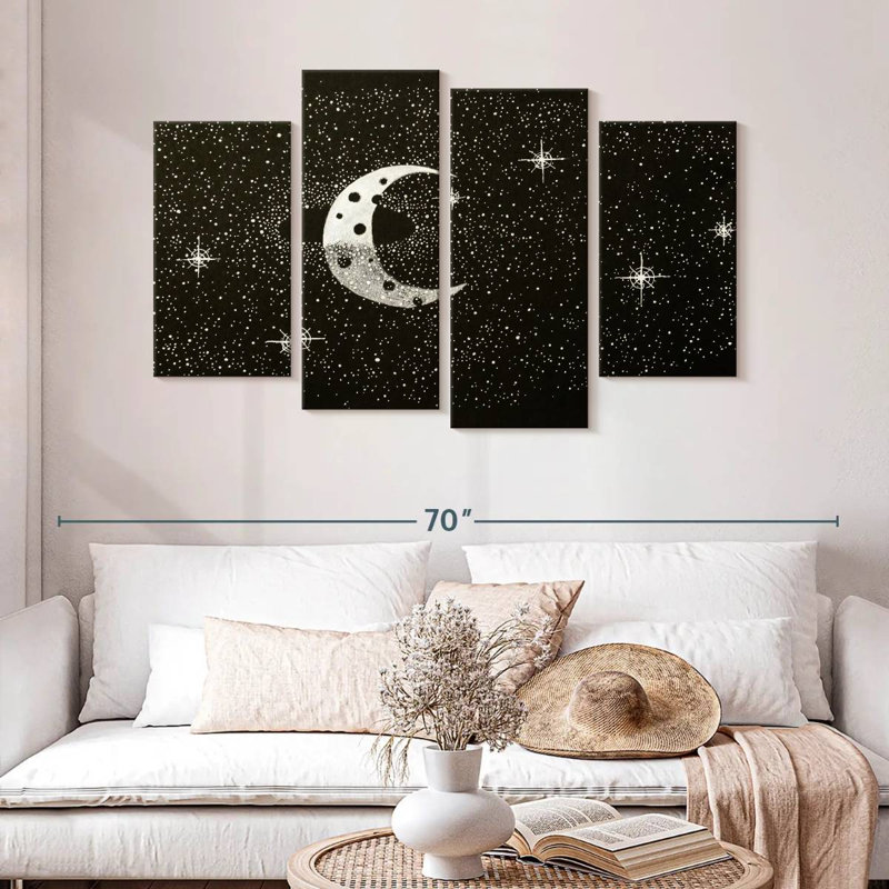 Oberle Starry Crescent Moon, 32" H x 52" W