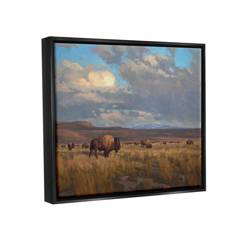 «Buffalo Cloudy Landscape» par Chad Poppleton - reproduction sur toile flottante, H 16 po x l 20 po x P 1,7 po