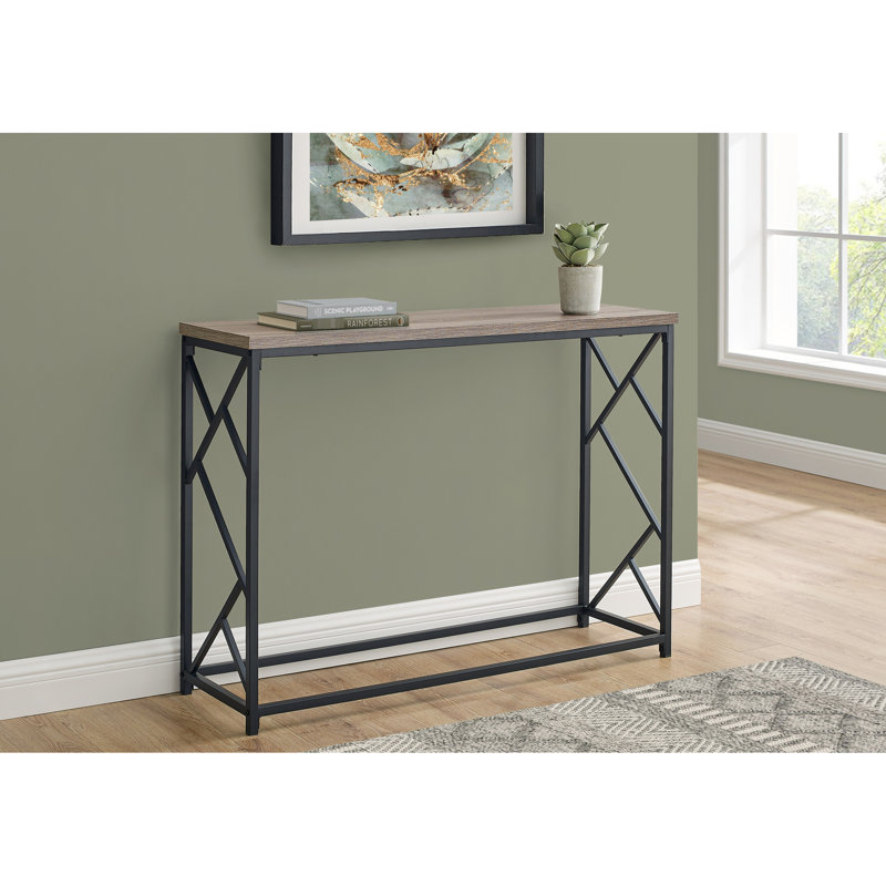 Bureau d'appoint en stratifié taupe - Idéal pour la chambre, le salon et l'entrée - Style contemporain - Plateau et structure en métal