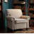 Rolled Arm Chair, Nailhead Chair for Living Room, Chenille Fabric Sing Sofa Chair, Beige-485127732