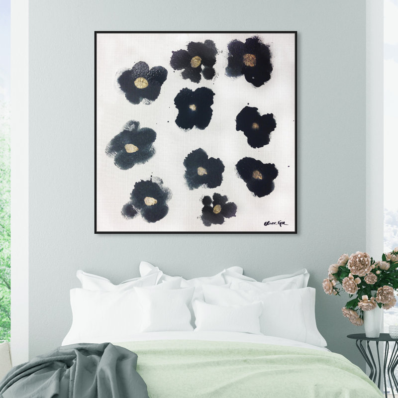 Coco's Gold Camellias - Graphic Art, 40" H x 40" W, Black Framed, No Mat