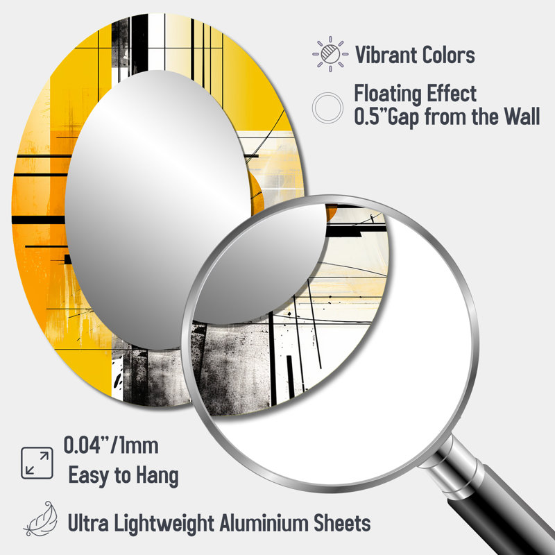 Miroir mural ovale jaune II, H 40 po x l 30 po