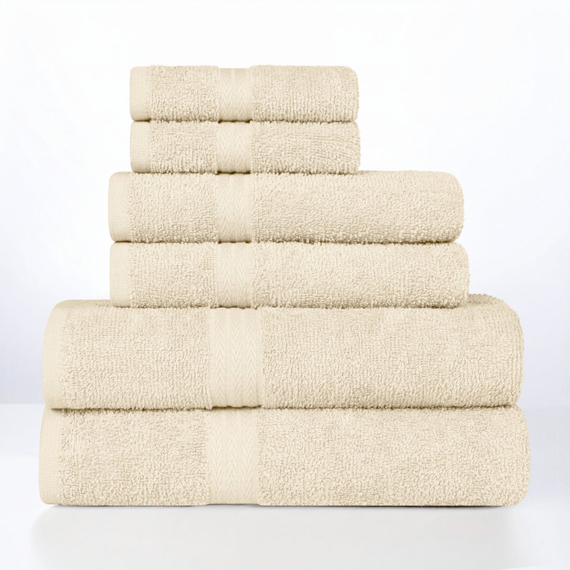Ensemble de serviettes 6 pièces 100% coton 100% coton, Ivoire ivoire