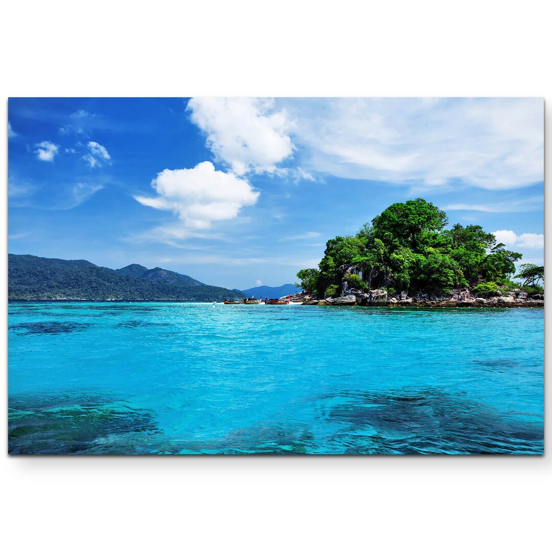 Leinwandbild Blaues Meer mit Insel – Thailand