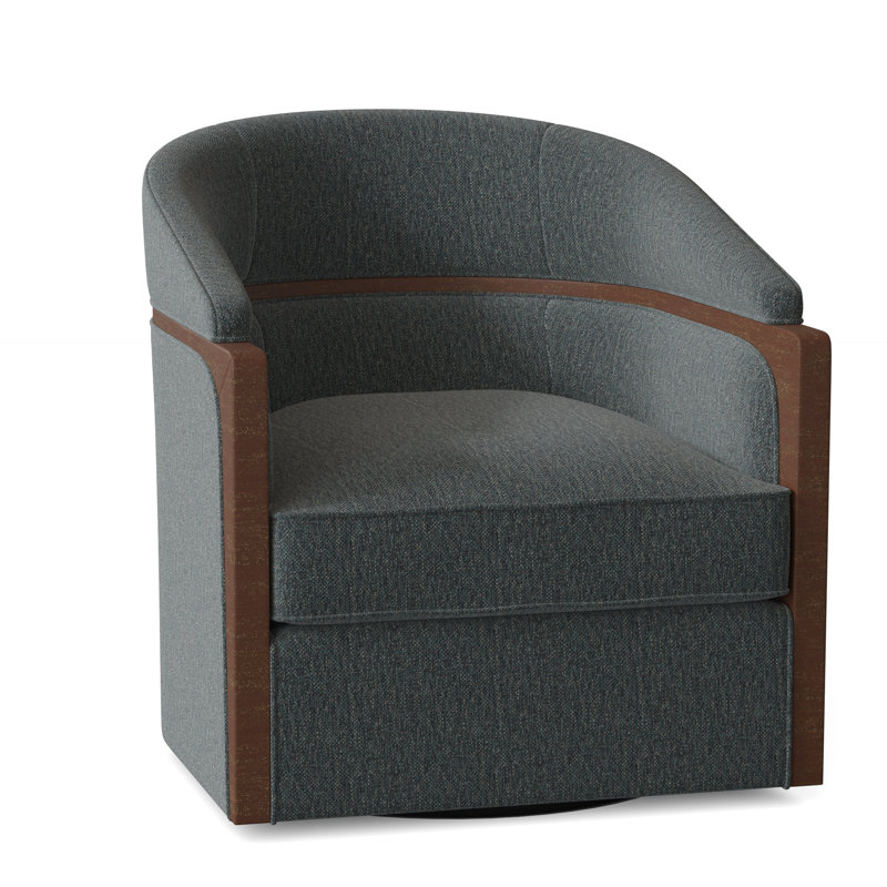 Forester 29" W Swivel Barrel Chair, 9508 Oasis Polypropylene/Olefin, Charcoal